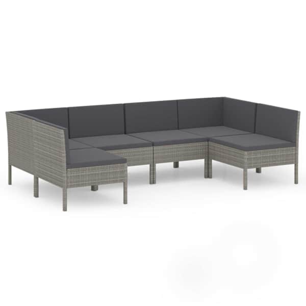 vidaXL 6-osaline aiam&ouml;&ouml;bli komplekt patjadega, pol&uuml;rotang, hall