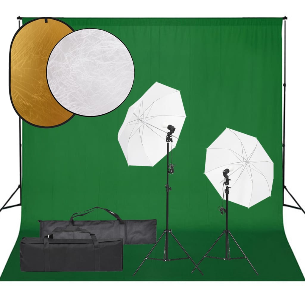 Kit de studio photo avec éclairage toile de fond et réflecteur