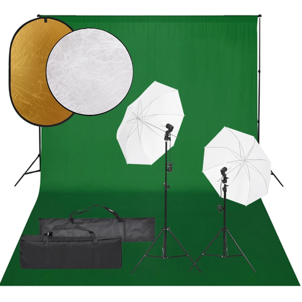 Kit de studio photo avec éclairage toile de fond et réflecteur