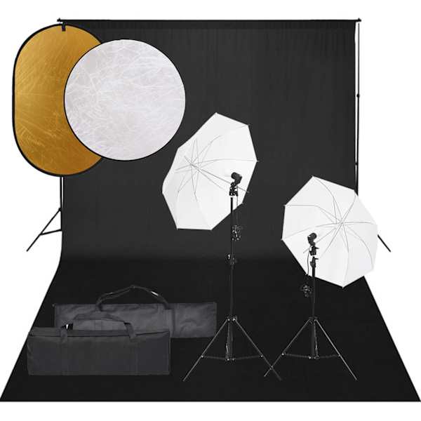 vidaXL fotostuudiokomplekt valgustuse, taustapildi ja reflektoriga