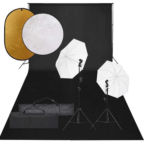vidaXL fotostuudiokomplekt valgustuse, taustapildi ja reflektoriga