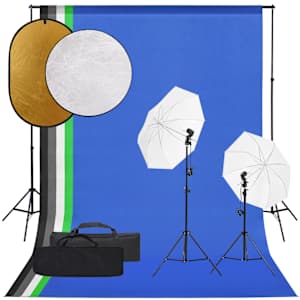 vidaXL fotostuudio komplekt valgustuse, taustapildi ja reflektoriga