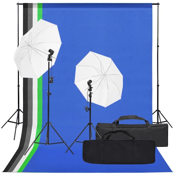 vidaXL fotostuudio komplekt valgustuse ja taustapildiga