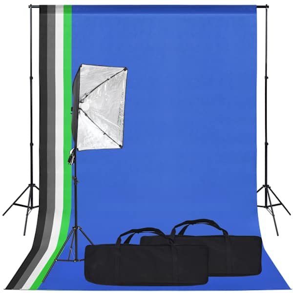 vidaXL fotostuudio komplekt valgustuse ja taustapildiga
