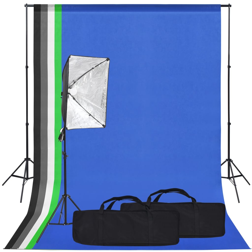 Kit de studio photo avec boîte à lumière et toile de fond