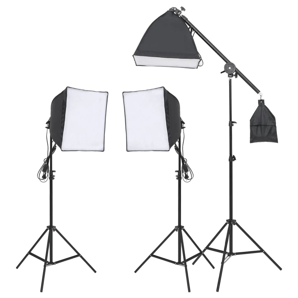 vidaXL Kit studio foto cu set de lumini și fundal