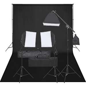 vidaXL fotostuudio komplekt valgustuse ja taustapildiga