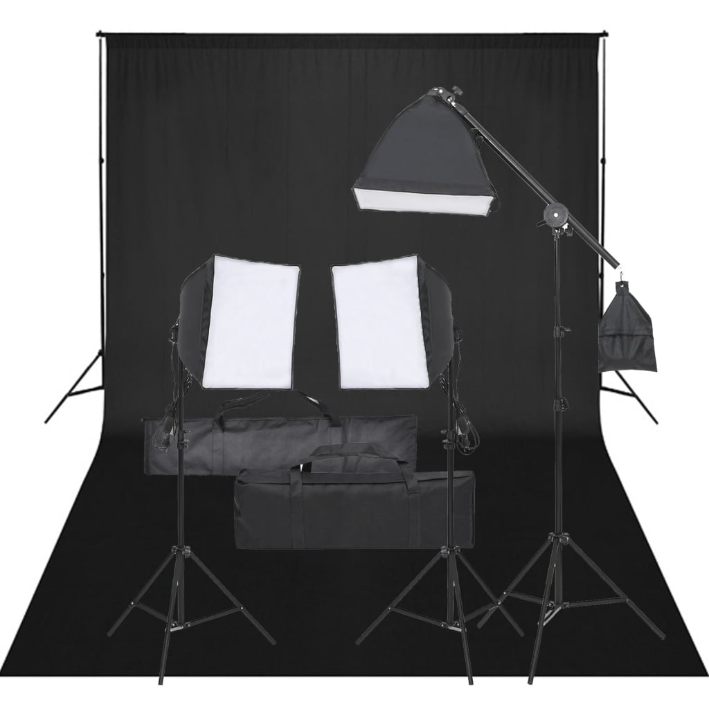 Kit de studio photo avec éclairage et toile de fond