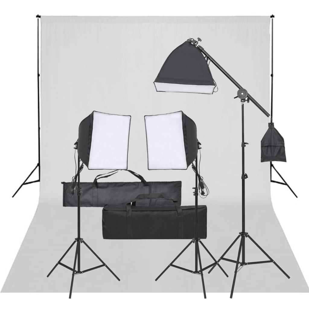 vidaXL Kit studio foto cu set de lumină și fundal