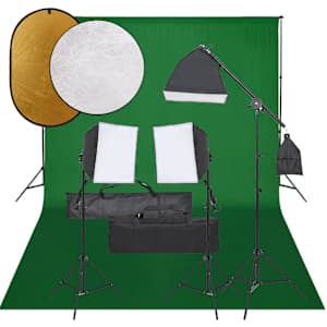 vidaXL fotostuudio komplekt valgustuse, taustapildi ja reflektoriga