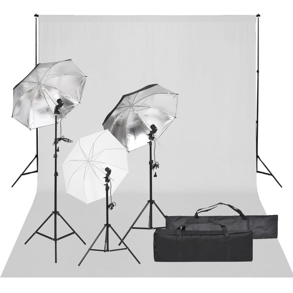 Kit de studio photo avec éclairage et toile de fond