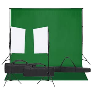 vidaXL fotostuudio komplekt valgustuse ja taustapildiga