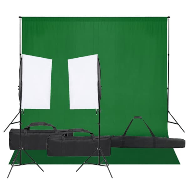 vidaXL fotostuudio komplekt valgustuse ja taustapildiga