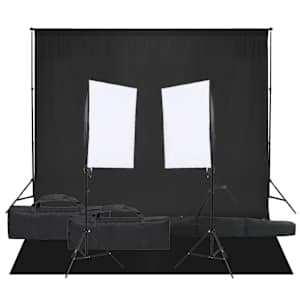 vidaXL fotostuudio komplekt valgustuse ja taustapildiga