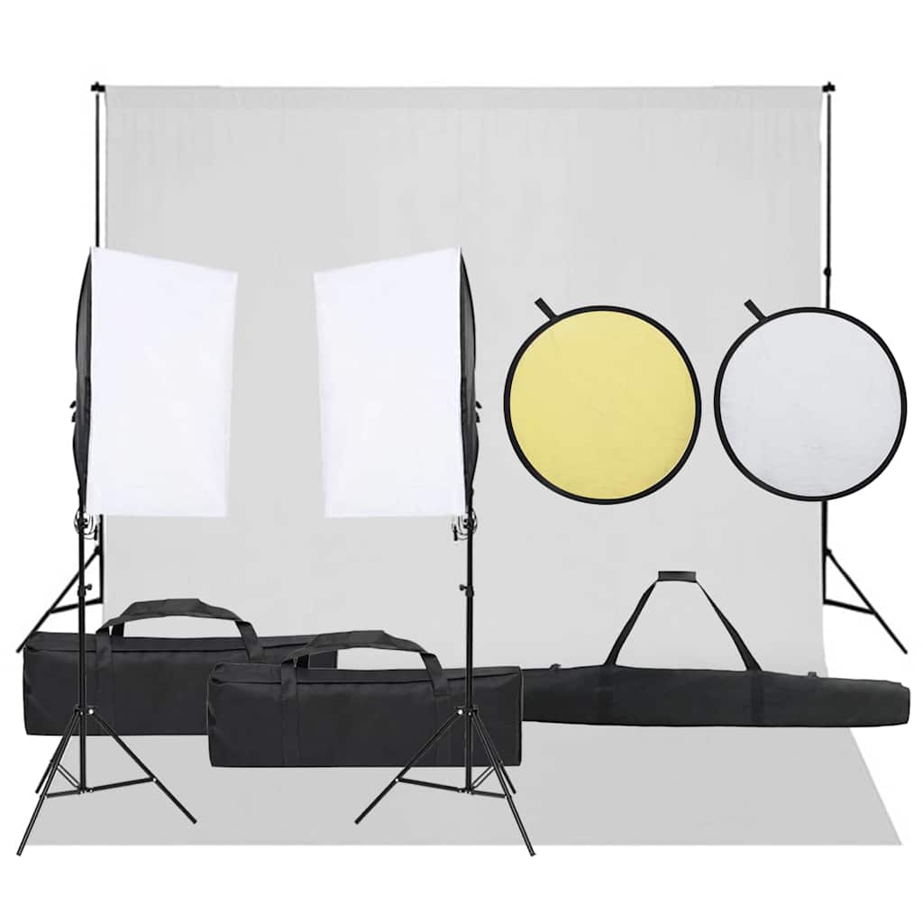vidaXL Fotograficzny zestaw studyjny z lampami, tłem i blendą