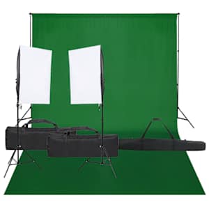 vidaXL fotostuudio komplekt valgustuse ja taustapildiga