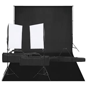 vidaXL fotostuudio komplekt valgustuse ja taustapildiga