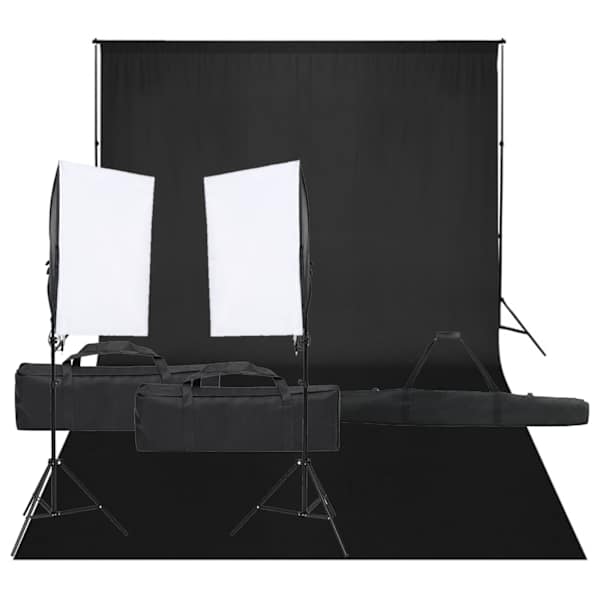 vidaXL fotostuudio komplekt valgustuse ja taustapildiga