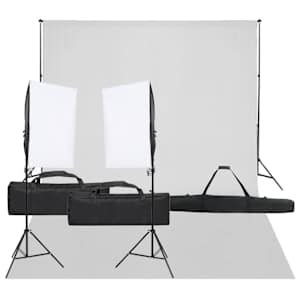 vidaXL fotostuudio komplekt valgustuse ja taustapildiga