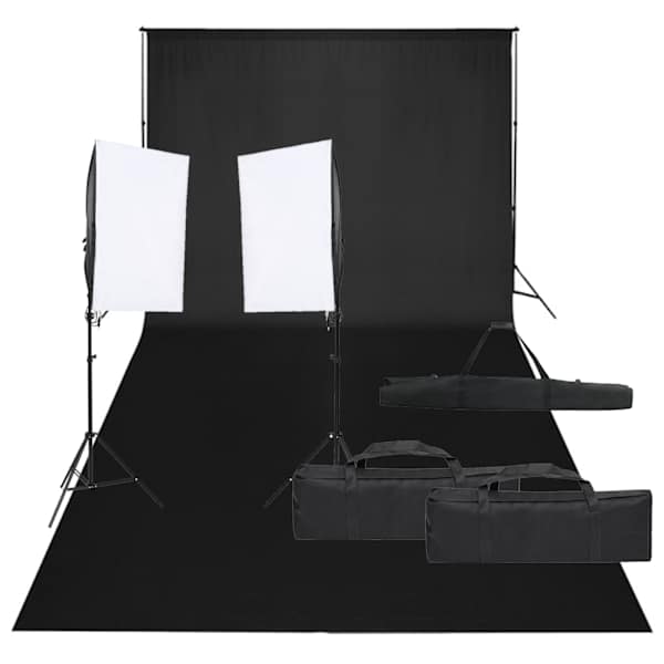 vidaXL fotostuudio komplekt valgustuse ja taustapildiga
