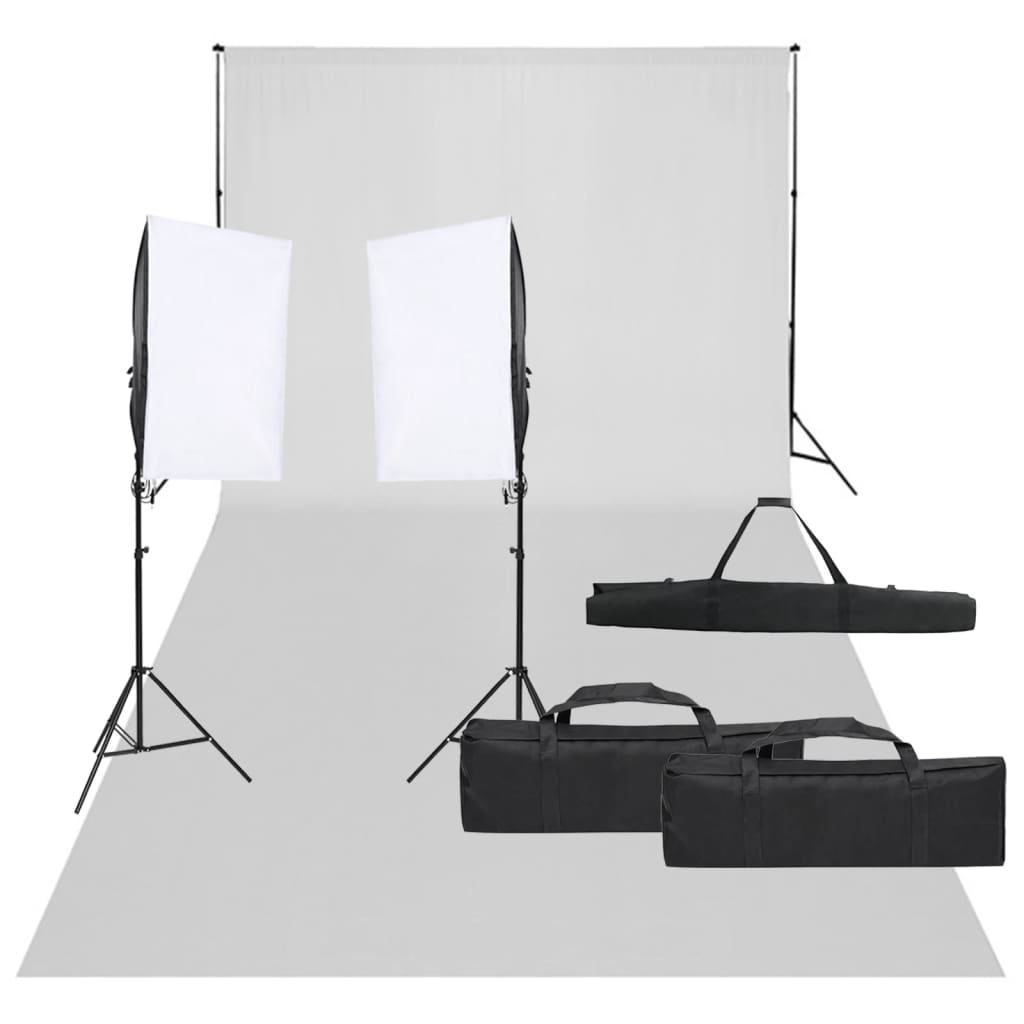 Fotostudio-Set mit Beleuchtung und Hintergrund