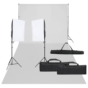 vidaXL fotostuudio komplekt valgustuse ja taustapildiga
