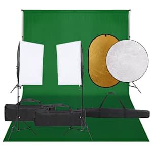 vidaXL fotostuudio komplekt valgustuse, taustapildi ja reflektoriga