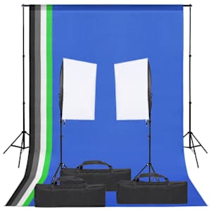 vidaXL fotostuudio komplekt valgustuse ja taustapildiga
