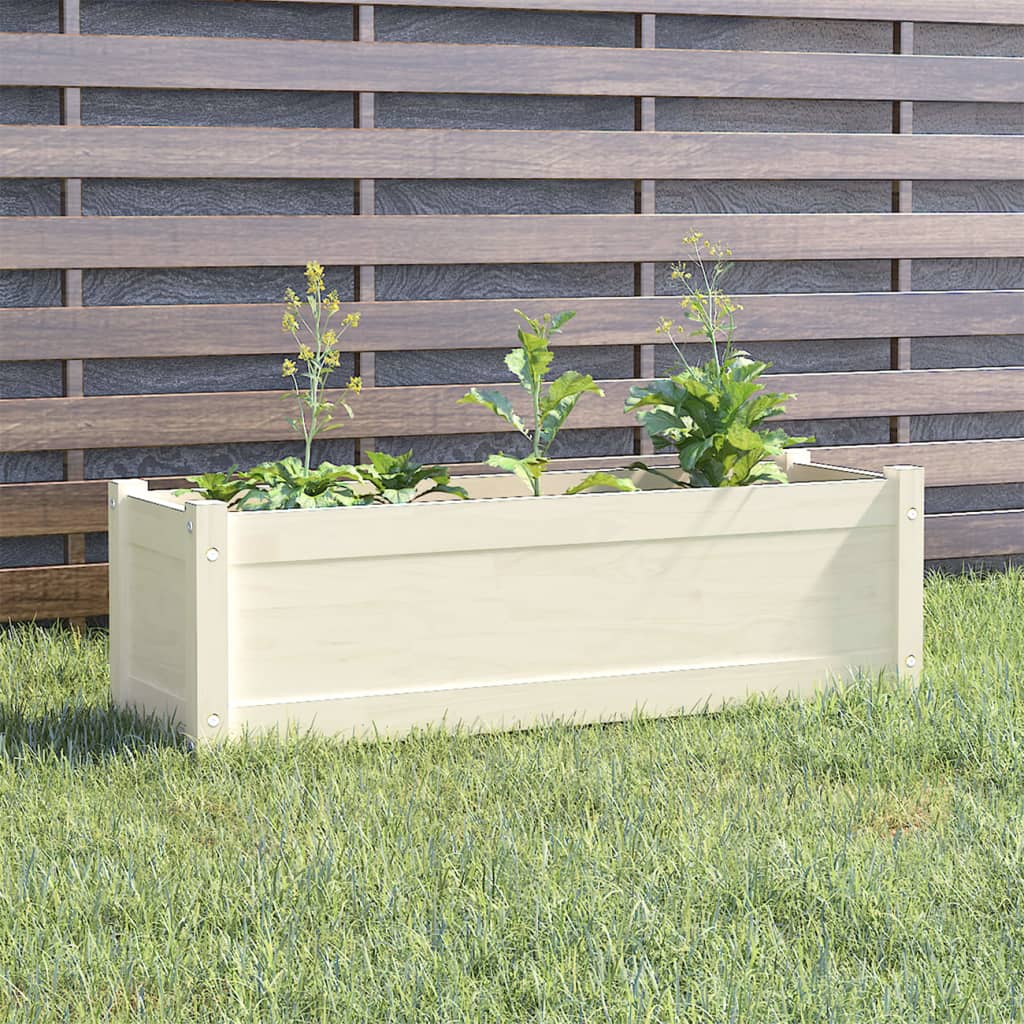 vidaXL Vaso de jardim 100x31x31 cm madeira de pinho maciça branco