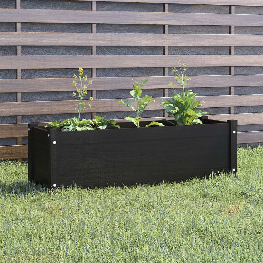 vidaXL Jardinieră de grădină, negru, 100x31x31cm, lemn masiv de pin vidaXL