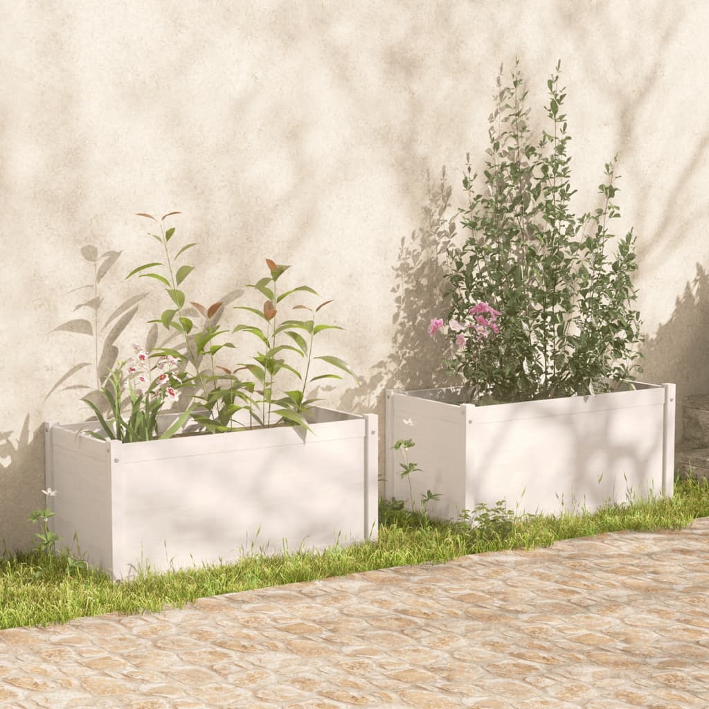 vidaXL Jardiniere de grădină 2 buc. alb 100x50x50 cm lemn masiv pin 