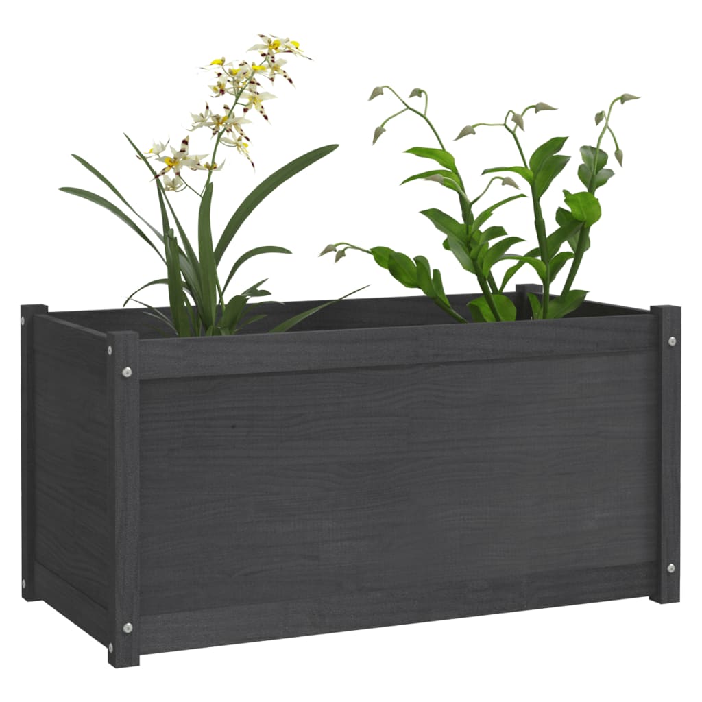

vidaXL Plantenbak 100x50x50 cm massief grenenhout grijs