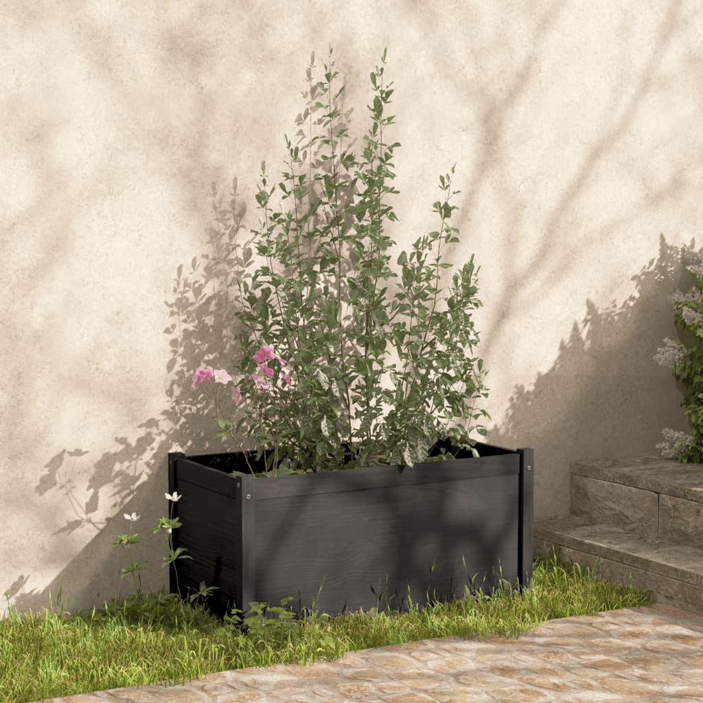 vidaXL Vaso de jardim 100x50x50 cm madeira de pinho maciça cinzento