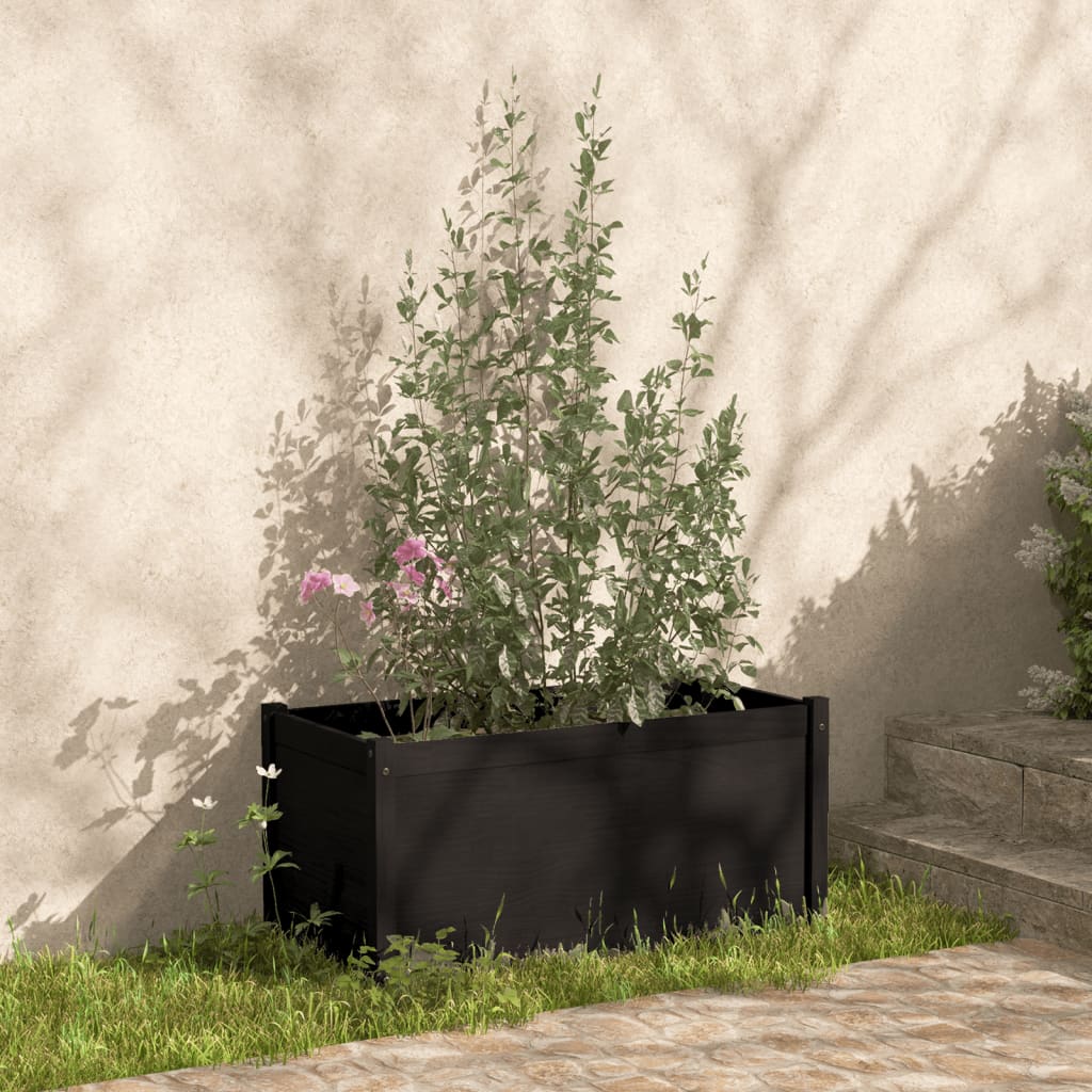 vidaXL Fioriere da Giardino 2 pz Nere 100x50x50 cm in Massello di Pino