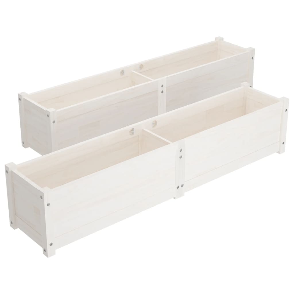 VidaXL Garden Raised Beds 2 Pcs White 59.1x12.2x12.2 Solid Wood Pine