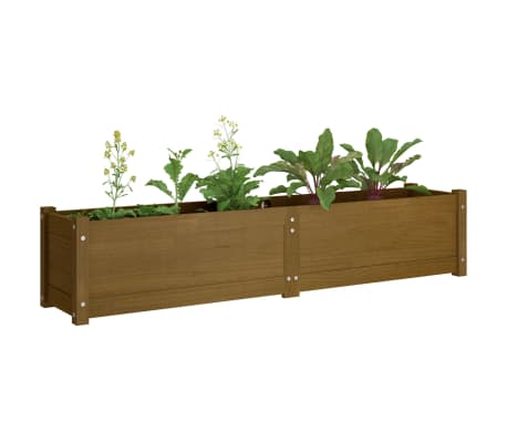 vidaXL Plantenbak verhoogd 150x31x31 cm massief grenenhout honingbruin