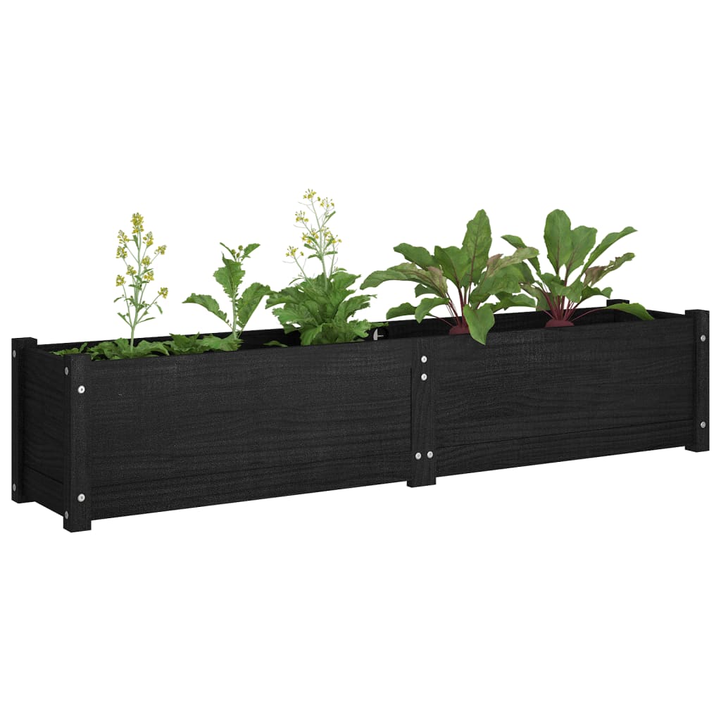 vidaXL plantekasse 150x31x31 cm massivt fyrretræ sort