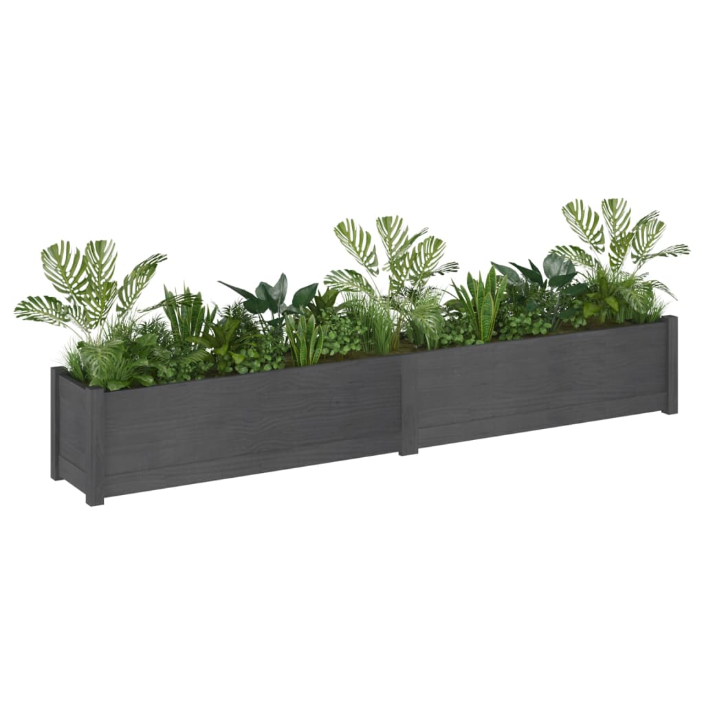 

vidaXL Plantenbakken 2 st 200x31x31 cm massief grenenhout grijs