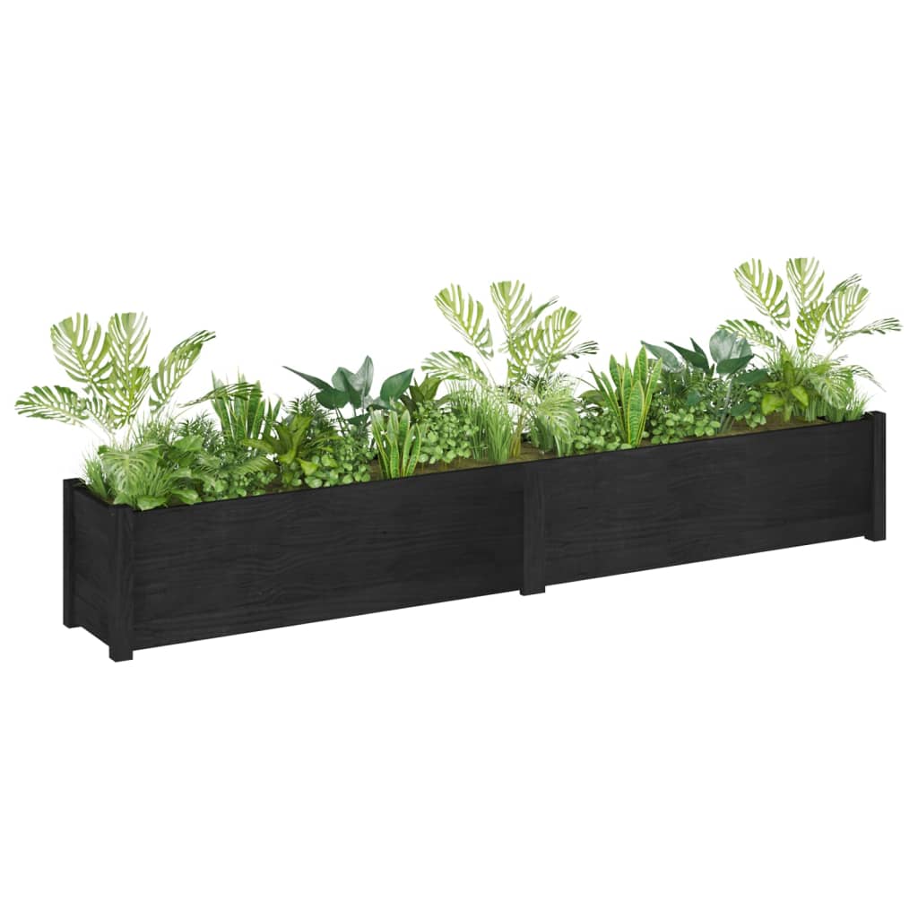 

vidaXL Plantenbak 200x31x31 cm massief grenenhout zwart