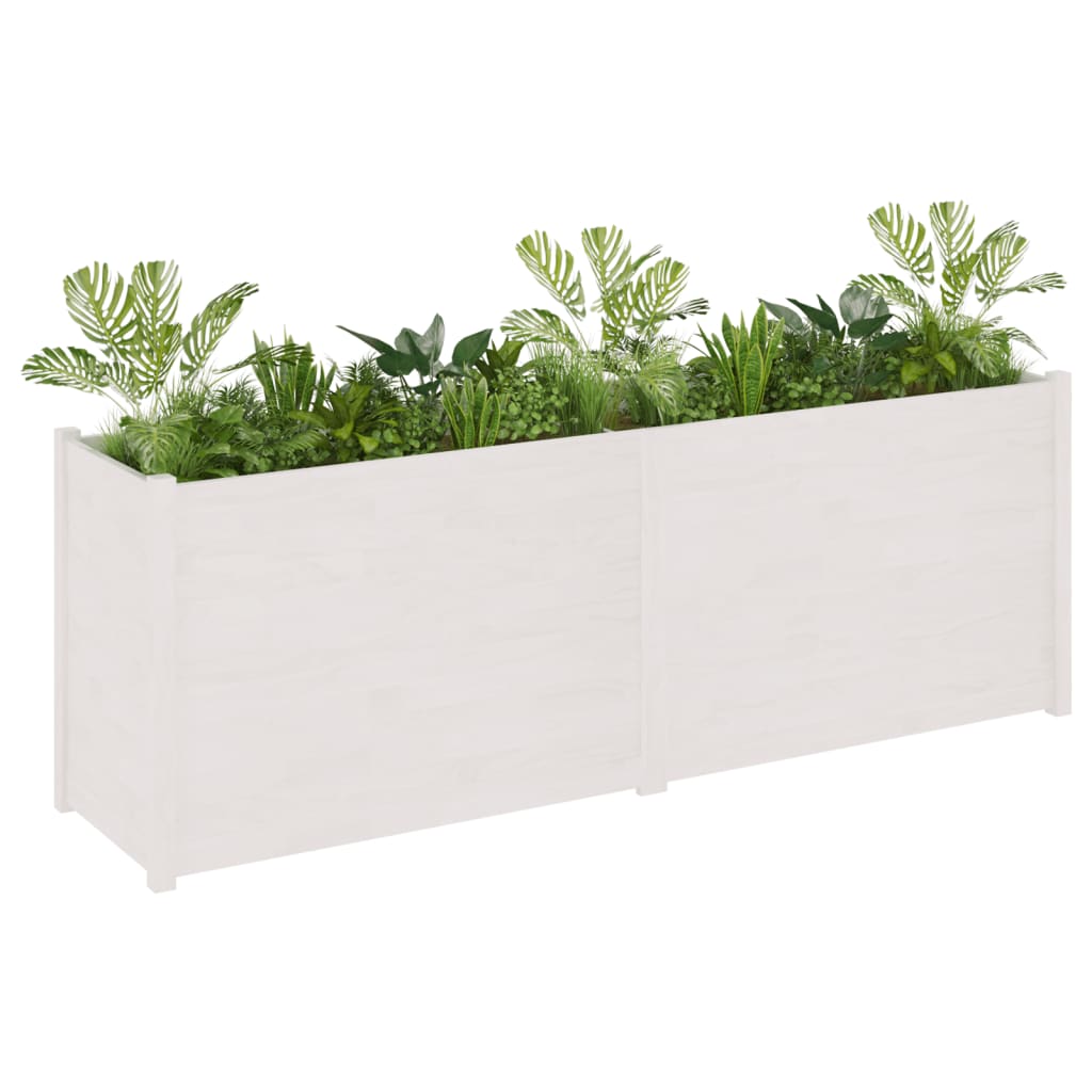 

vidaXL Plantenbak 200x50x70 cm massief grenenhout wit