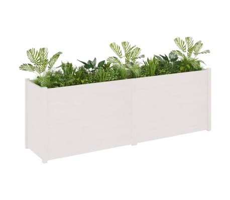 vidaXL Jardini&egrave;re d'ext&eacute;rieur Blanc 200x50x70 cm Bois de pin massif