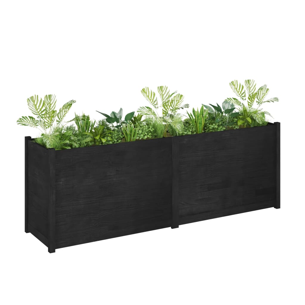 

vidaXL Plantenbak 200x50x70 cm massief grenenhout zwart