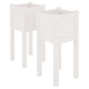 vidaXL aia taimekast 2 tk, valge, 31 x 31 x 70 cm, toekas m&auml;nnipuit