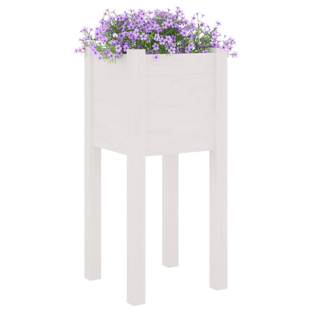  Záhradné kvetináče 2 ks biele 31x31x70 cm borovicový masív