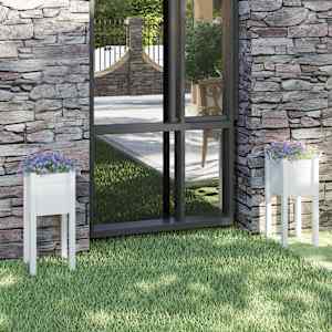 Vrtno cvetlično korito 2 kosa belo 31x31x70 cm trdna borovina