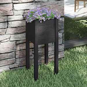 Vrtno cvetlično korito črno 31x31x70 cm trdna borovina