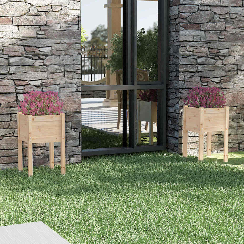 vidaXL Donice ogrodowe, 2 szt., 40x40x70 cm, lite drewno sosnowe