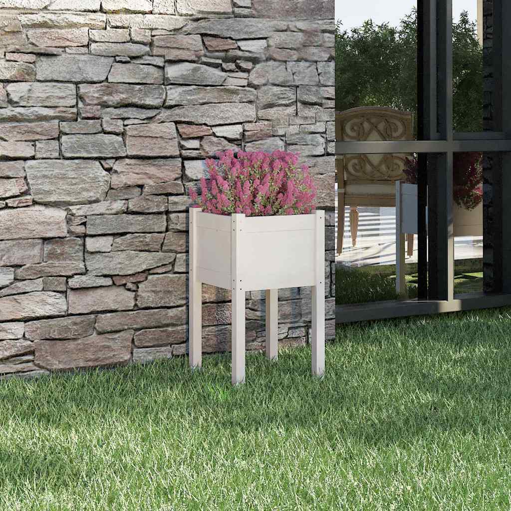 vidaXL Donica ogrodowa, bia�a, 40x40x70 cm, lite drewno sosnowe