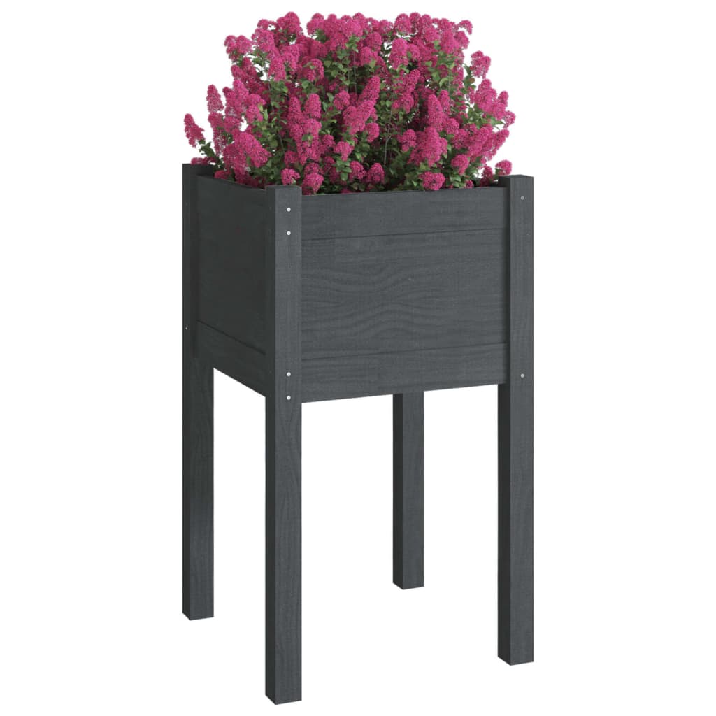 vidaXL Záhradné kvetináče 2 ks sivé 40x40x70 cm borovicový masív