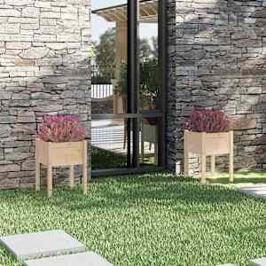 Vrtno cvetlično korito 2 kosa 50x50x70 cm trdna borovina